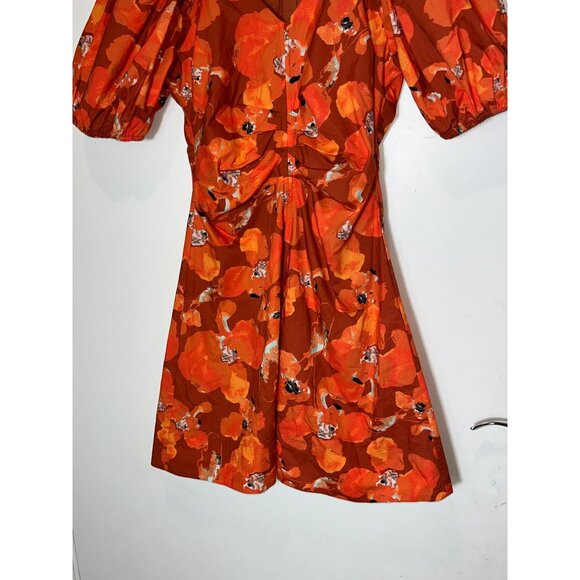 Tanya Taylor Lacey Puff-Sleeve Sandwashed Cotton Mini Dress Size 2 Womens $497 - Picture 4 of 9